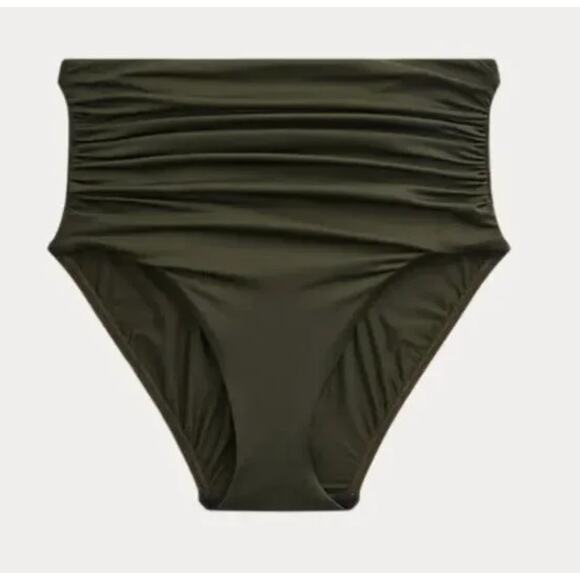 Ralph Lauren Solid Olive Green Shirred High-Waist Green Size 18W NWT - Picture 1 of 6